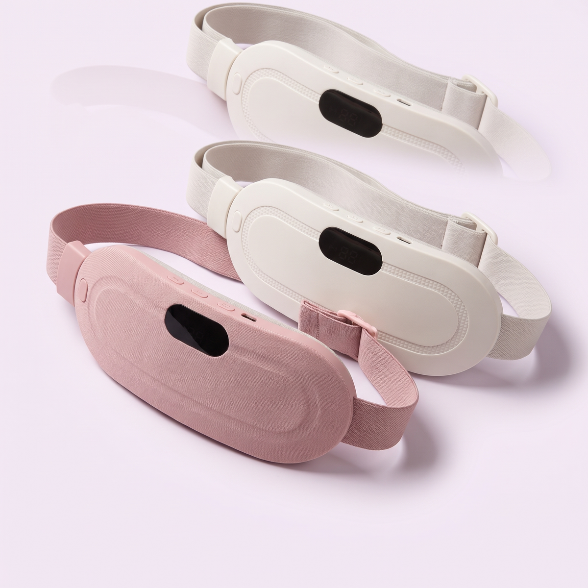 Ceinture chauffante Jourelle, coloris rose et blanc